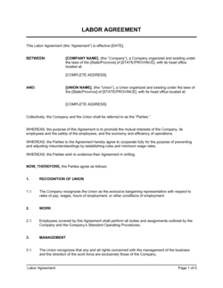 Business-in-a-Box's Labor Agreement Template