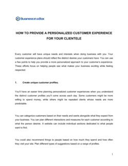 Business-in-a-Box's Personalized Customer Experience Template