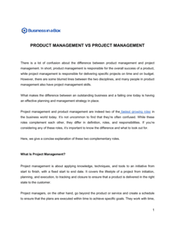 Business-in-a-Box's Product Management Vs Project Management Explained Template