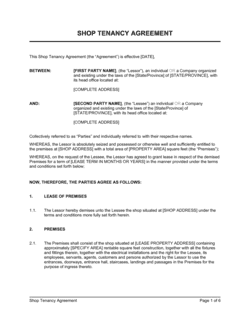 Business-in-a-Box's Shop Tenancy Agreement Template