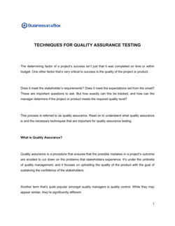Techniques For Quality Assurance Testing