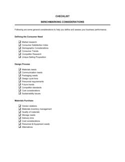 Checklist Benchmarking Considerations