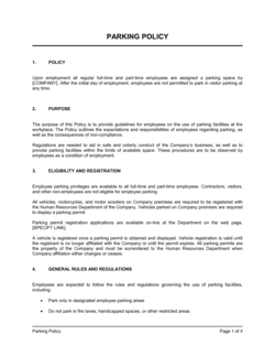 Parking Policy Template | Business-in-a-Box™