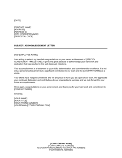 Business-in-a-Box's Acknowledgement Letter Template