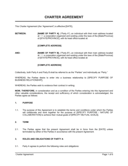 Business-in-a-Box's Charter Agreement Template