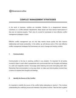 Business-in-a-Box's Conflict Management Strategies Template