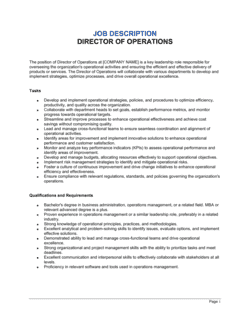 Business-in-a-Box's Director Of Operations Job Description Template