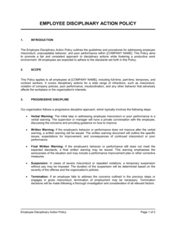 Business-in-a-Box's Employee Disciplinary Action Policy Template