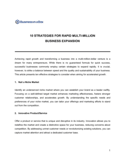 10 Strategies For Multi-Million Growth