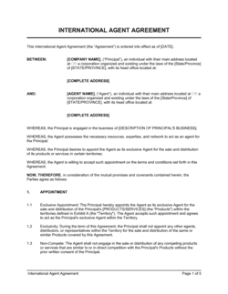 Business-in-a-Box's International Agent Agreement Template