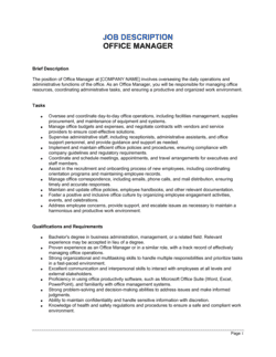 Office Manager Job Description