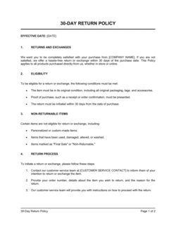 30-Day Return Policy