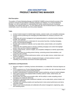 Product Marketing Manager Job Description