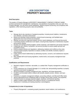 Property Manager Job Description