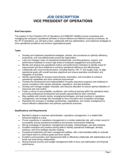 VP of Operations Job Description