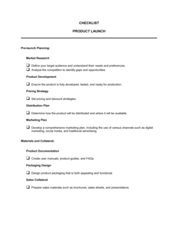 Checklist Product Launch