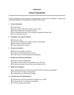 Checklist Vendor Onboarding