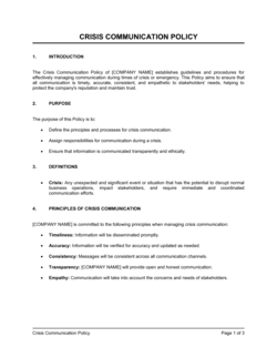 Crisis Communication Policy