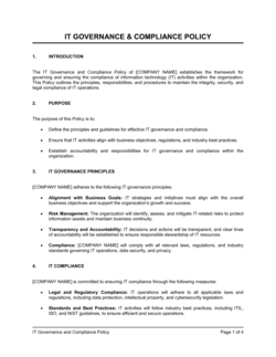 IT Governance and Compliance Policy