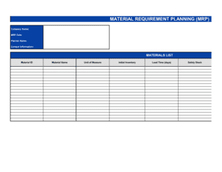 Material Requirement Planning