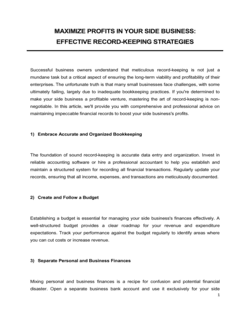 Maximize Profits In Your Side Business Effective Record Keeping Strategies