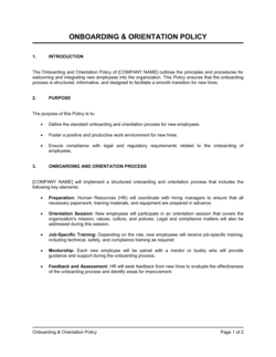 Onboarding and Orientation Policy