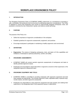 Workplace Ergonomics Policy
