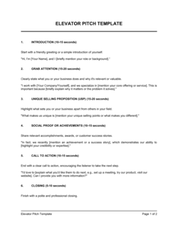 Elevator Pitch Template