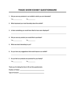 Business-in-a-Box's Trade Show Exhibit Questionnaire Template