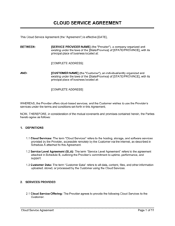 Cloud Service Agreement