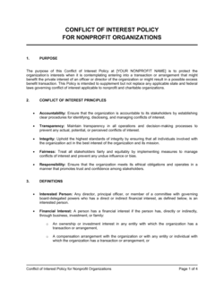 Conflict Of Interest Policy For Nonprofit Organizations