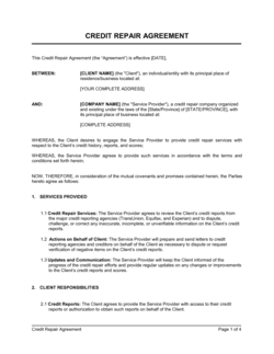 Credit Repair Agreement