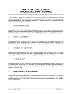Dentistry Code Of Ethics