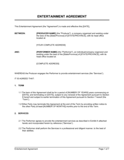 Entertainment Agreement