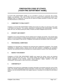 Firefighter Code Of Ethics