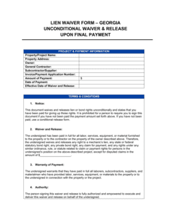 Georgia Lien Waiver Form
