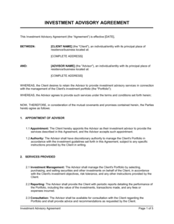 Investment Advisory Agreement