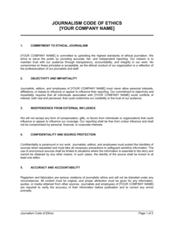 Journalism Code Of Ethics