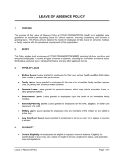 Leave Of Absence Policy