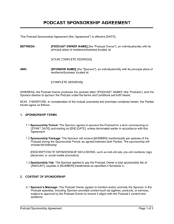 Podcast Sponsorship Agreement