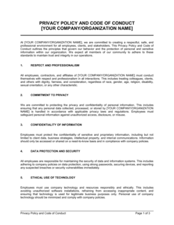 Privacy Policy and Code Of Conduct