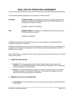 Real Estate Operating Agreement
