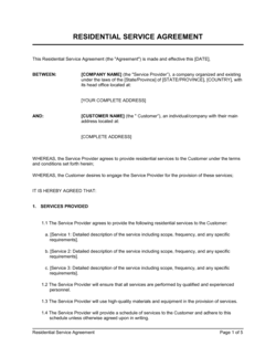 Residential Service Agreement