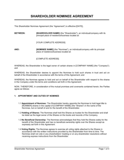 Shareholder Nominee Agreement