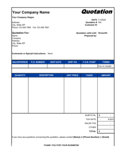 Business-in-a-Box's Price Quotation Template