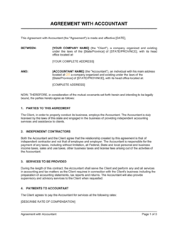 Business-in-a-Box's Agreement with Accountant Template