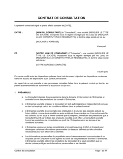 Contrat de consultation Version longue