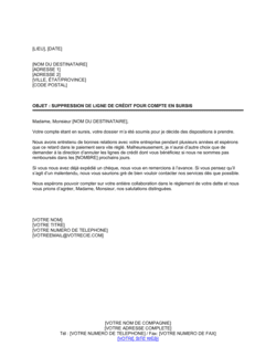 Business-in-a-Box's Notification de suppression de crédit sur un compte en sursis