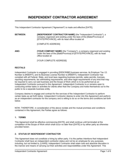 Business-in-a-Box's Independent Contractor Agreement Template