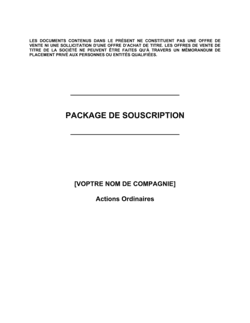 Business-in-a-Box's Pack de souscription d'actions